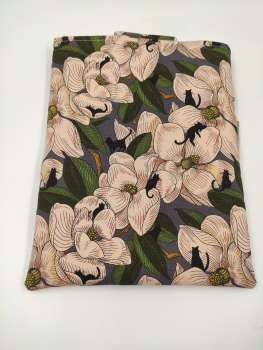 Buchhülle - Buchtasche mit Druckknopf  ***  KATZEN mit MAGNOLIEN
