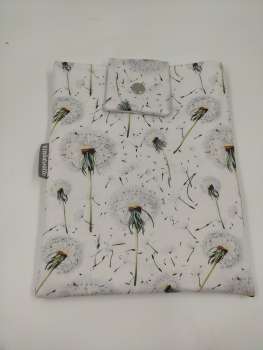 Buchhülle - Buchtasche mit Drucknopf  ***   Pusteblumen