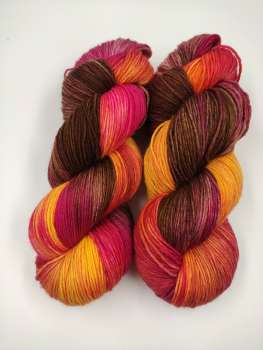 Der Klassiker 6 fach - Sockenwolle 150 g  - ORANGEBRAUNE DRACHENFRUCHT
