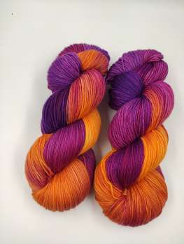 Der Klassiker 6 fach - Sockenwolle 150 g  -  LILAORANGER BURGUNDER