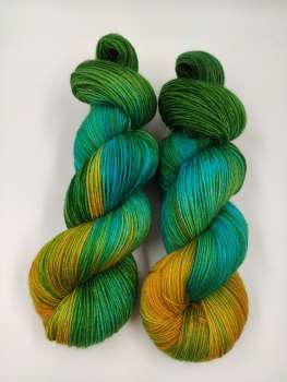 Einöder Socke  *** GRÜNTÜRKISES ORANGEGELB