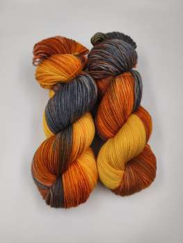 Die " Softe " Einöder Merino  Socke  *** GRAUGELBES KUPFERORANGE