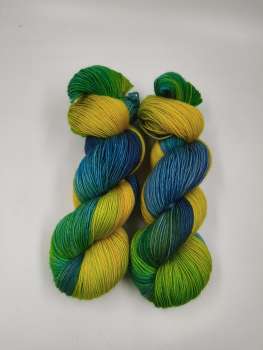 Der Klassiker 4 fach - Sockenwolle  -   BLAUTÜRKISES GELB