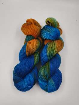 Der Klassiker 4 fach - Sockenwolle  -  BLUE ORANGE