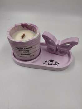 Geschenkset - Dekotablett mit Duftkerze und Schmetterling