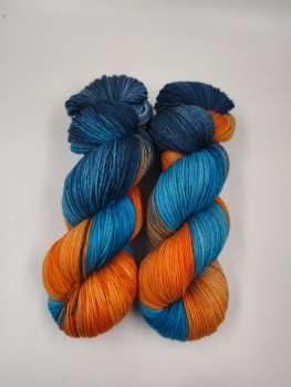 Einöder Merino  Socke  *** BLAUTÜRKISES ORANGE