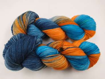 Preview: Einöder Merino  Socke  *** BLAUTÜRKISES ORANGE