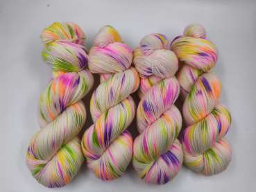 Einöder Merino  Socke  ***  Neon Konfetti Weiß