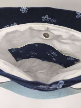 Preview: Handle Bag Projekt Tasche Gr. M     *** BESTICKTE BLUMEN ( Feincord )