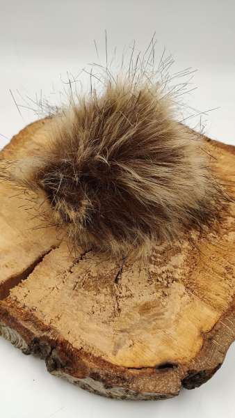 Fell Pompon mit Druckknopf **  BRAUN MIX    ( z.B. Kindermützen )