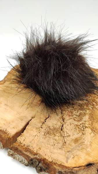 Pro Lana -  Fell Pompon mit Druckknopf ***   DUNKELBRAUN