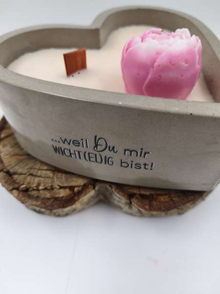 Betonkerze Herz   ***   ROMANTIK  ROSE