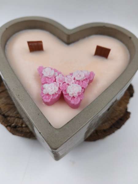 Betonkerze Herz   ***   PANNA COTTA & RASPBERRY