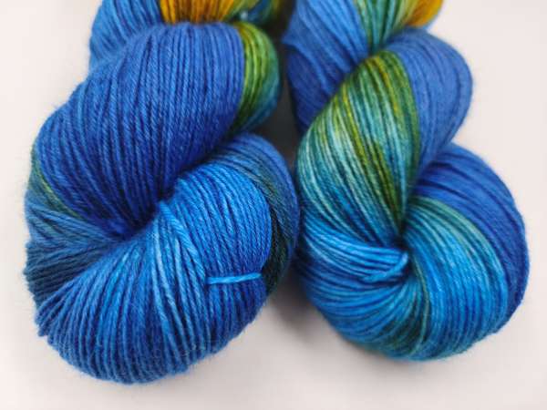 Der Klassiker 4 fach - Sockenwolle  -  BLUE ORANGE