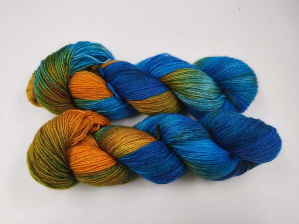 Der Klassiker 4 fach - Sockenwolle  -  BLUE ORANGE