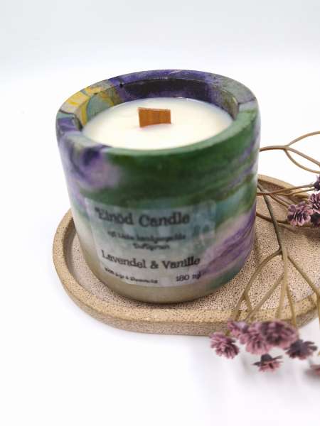 Betonkerze  Trapezform   ***  Lavendel & Vanille
