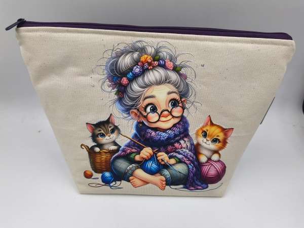 Projekt Tasche für Sockenprojekte   ***  OMA mit KÄTZCHEN