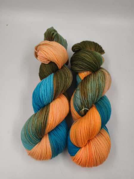 Einöder Merino  Socke  ***  TÜRKISORANGES CAMOUFLAGE