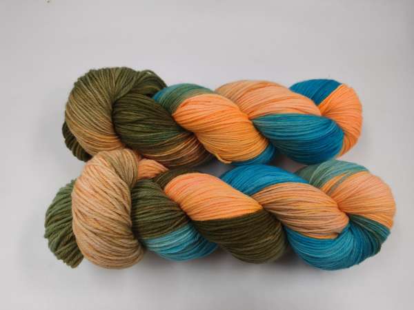 Einöder Merino  Socke  ***  TÜRKISORANGES CAMOUFLAGE